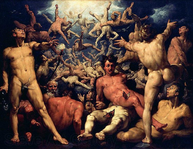 CORNELIS VAN HAARLEM The fall of Lucifer. Norge oil painting art